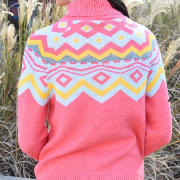 THML Coral Fair Isle Turtleneck Sweater, Size S - Picture 9 of 9